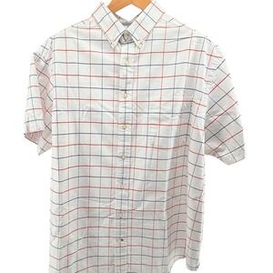 CREMIEUX CLASSICS Mens 2XB Short Sleeve‎ Button Down Shirt Plaid White Red Blue
